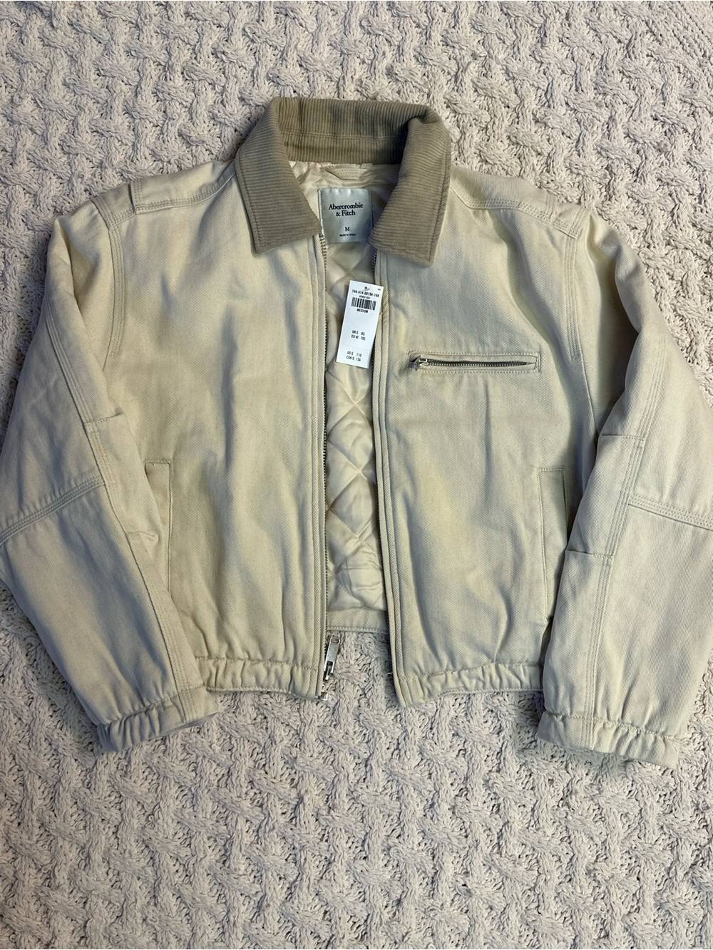 Abercrombie & Fitch Cream Quilted Collar Jacket